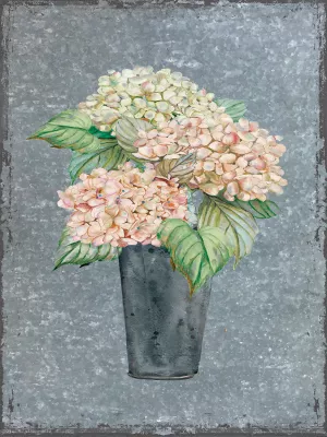 Hydrangea On Galvanized Metal by Carol Robinson Oil Painting