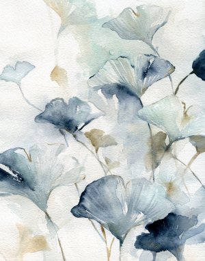 Indigo Ginkgo II by Carol Robinson Oil Painting