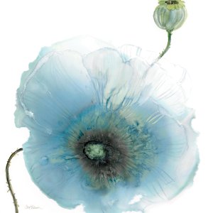 Iridescent Blue Poppy I by Carol Robinson Oil Painting