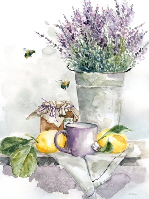 Lavender Lemon and Honey Tea by Carol Robinson Oil Painting
