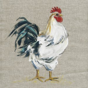 Linen Rooster I by Carol Robinson Oil Painting