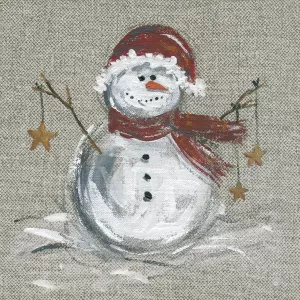 Linen Snowman I Oil Painting by Carol Robinson - Bestsellers