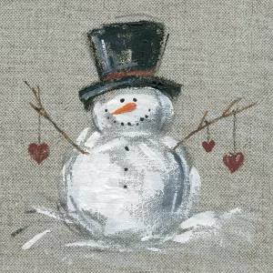 Linen Snowman II Oil Painting by Carol Robinson - Bestsellers
