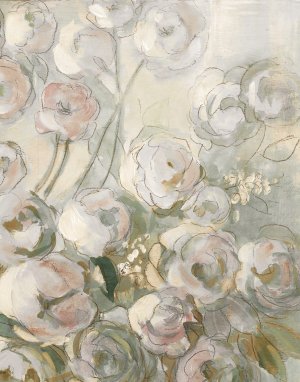 Moonlit Climbing Roses II by Carol Robinson Oil Painting