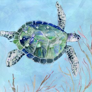 Sea Turtle I by Carol Robinson Oil Painting