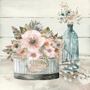 Shiplap Plants Flowers by Carol Robinson Oil Painting
