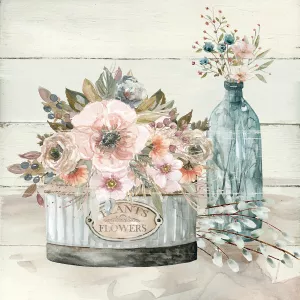 Shiplap Plants Flowers by Carol Robinson Oil Painting