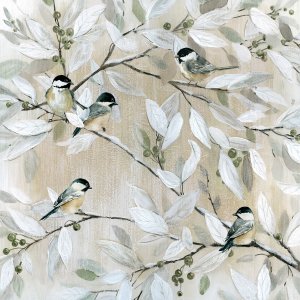 Spring Chickadees by Carol Robinson Oil Painting