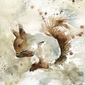 Squirrel In Spring by Carol Robinson Oil Painting