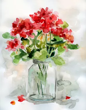 Summer Geranium II by Carol Robinson Oil Painting