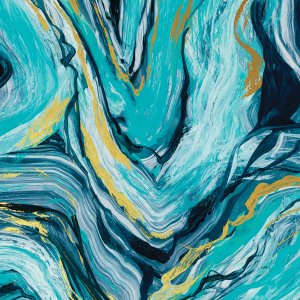 Teal Agate Gold Accent I by Carol Robinson Oil Painting
