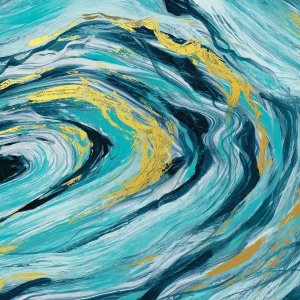 Teal Agate Gold Accent II by Carol Robinson Oil Painting