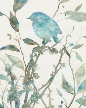 Teal Bluebird Silhouette II by Carol Robinson Oil Painting