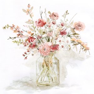 Vibrant Red and Blush Blooms I by Carol Robinson Oil Painting