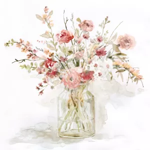 Vibrant Red and Blush Blooms I by Carol Robinson Oil Painting
