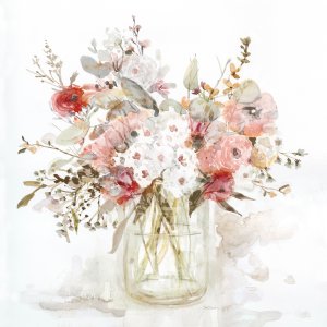 Vibrant Red and Blush Blooms II by Carol Robinson Oil Painting