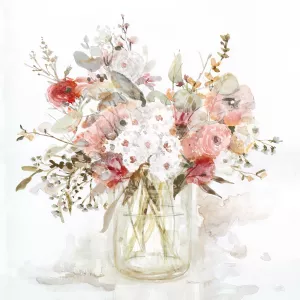 Vibrant Red and Blush Blooms II by Carol Robinson Oil Painting