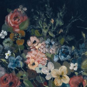 Vintage Navy Blossoms II by Carol Robinson Oil Painting