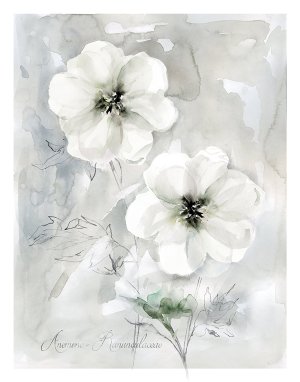 White Anemone by Carol Robinson Oil Painting