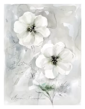 White Anemone by Carol Robinson Oil Painting