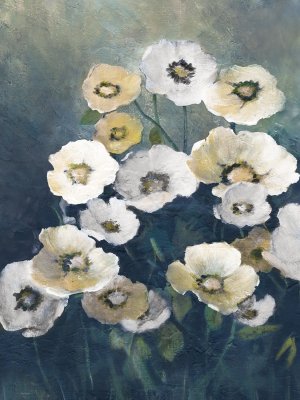 White Poppies at Dawn II by Carol Robinson Oil Painting