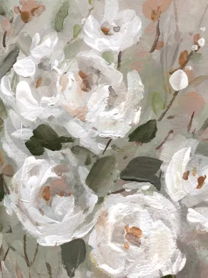 White Rose Blush Garden by Carol Robinson Oil Painting