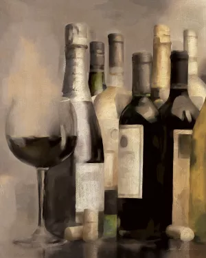 Wine Shelf II Oil Painting by Carol Robinson - Contemporary