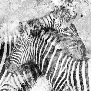 Zebra Pair Oil Painting by Carol Robinson - Contemporary