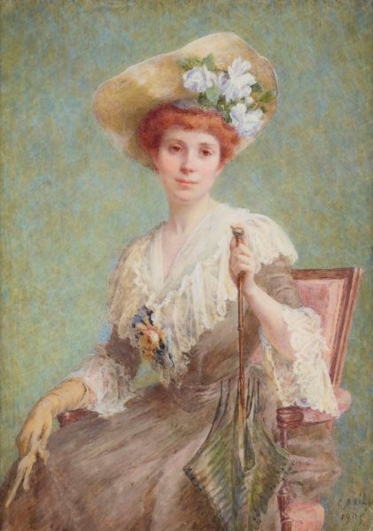 Portrait de femme  by Caroline Baily - Hand-Painted Oil Painting Reproduction