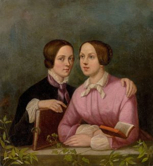 Double portrait of the nieces Bardua by Caroline Bardua Oil Painting