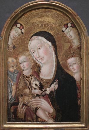 Virgin and Child with Saint Jerome and Saint Catherine of Alexandria by Carolino Da Viterbo Oil Painting