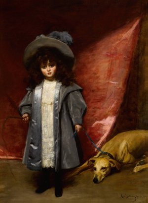 Enfant avec chien by Carolus-Duran Oil Painting