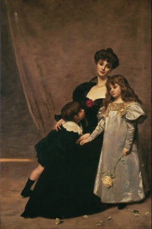 Mother and children by Carolus-Duran Oil Painting