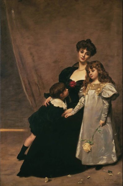 Mother and children  by Carolus-Duran - Hand-Painted Oil Painting Reproduction