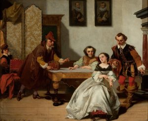 Sale of jewels by Casimir Van Den Daele Oil Painting