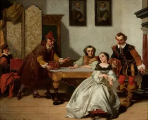 Sale of jewels by Casimir Van Den Daele Oil Painting