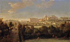 Rome: View of St Peter's and the Vatican Seen from Prati Di Castello painting by Gaspar Van Wittel