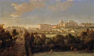 Rome: View of St Peter's and the Vatican Seen from Prati Di Castello Oil painting by Gaspar Van Wittel