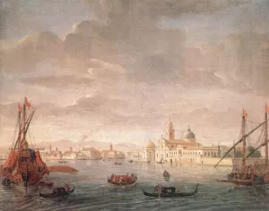 The Island of San Michele, Looking toward Murano painting by Gaspar Van Wittel