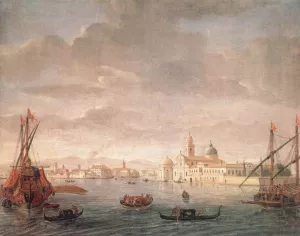The Island of San Michele, Looking toward Murano Oil painting by Gaspar Van Wittel