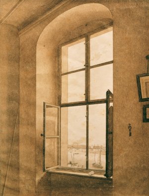 Blick aus dem Atelier des Kunstlers in Dresden auf die Elbe by Caspar David Friedrich Oil Painting