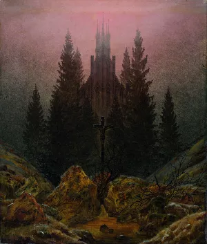 Cross and Cathedral in the Mountains by Caspar David Friedrich - Oil Painting Reproduction