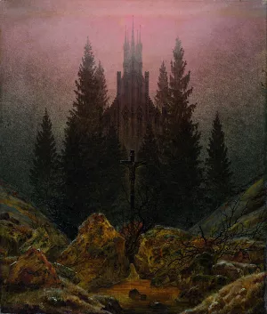 Cross and Cathedral in the Mountains Oil painting by Caspar David Friedrich