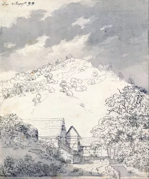 Farmhouses by a Hillside by Caspar David Friedrich Oil Painting