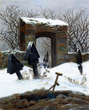 Graveyard Under Snow Oil painting by Caspar David Friedrich