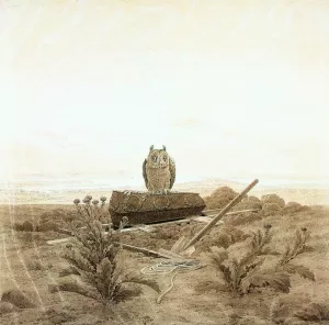 Landscape with Grave, Coffin and Owl Oil painting by Caspar David Friedrich