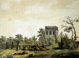 Landscape with Pavilion by Caspar David Friedrich - Oil Painting Reproduction