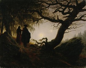 Man and Woman contemplating the moon by Caspar David Friedrich Oil Painting