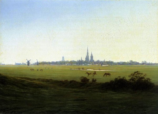 Meadows Near Greifswald by Caspar David Friedrich - Hand-Painted Oil Painting Reproduction