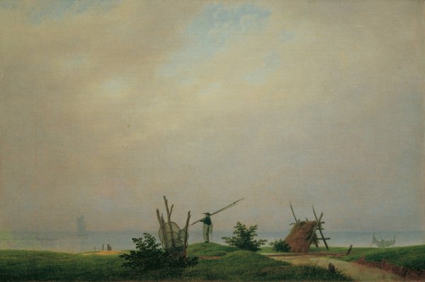 Meeresstrand mit Fischer  by Caspar David Friedrich - Hand-Painted Oil Painting Reproduction